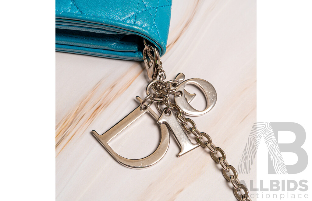 Dior Blue Cannage Lady Dior Wallet on Chain