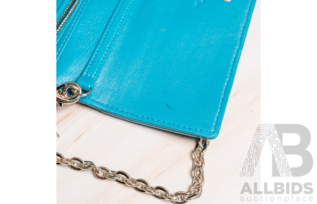 Dior Blue Cannage Lady Dior Wallet on Chain