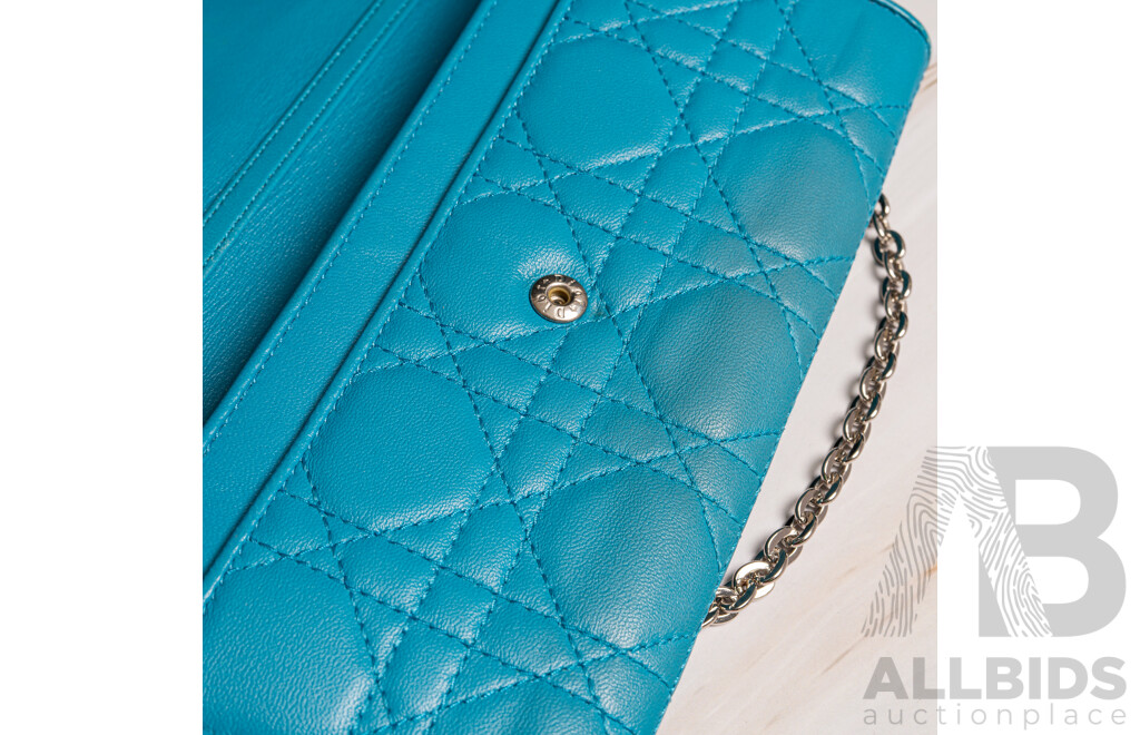 Dior Blue Cannage Lady Dior Wallet on Chain