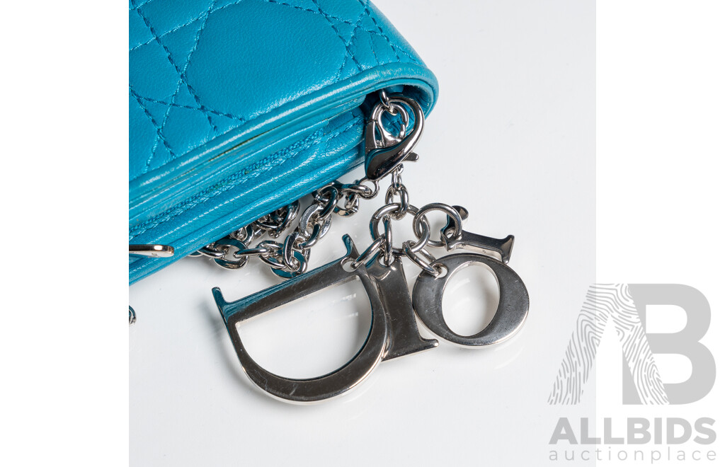 Dior Blue Cannage Lady Dior Wallet on Chain