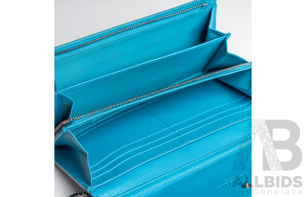 Dior Blue Cannage Lady Dior Wallet on Chain
