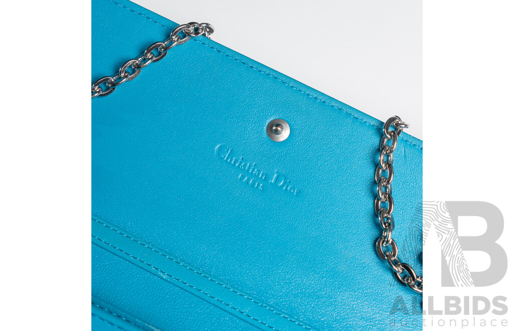 Dior Blue Cannage Lady Dior Wallet on Chain