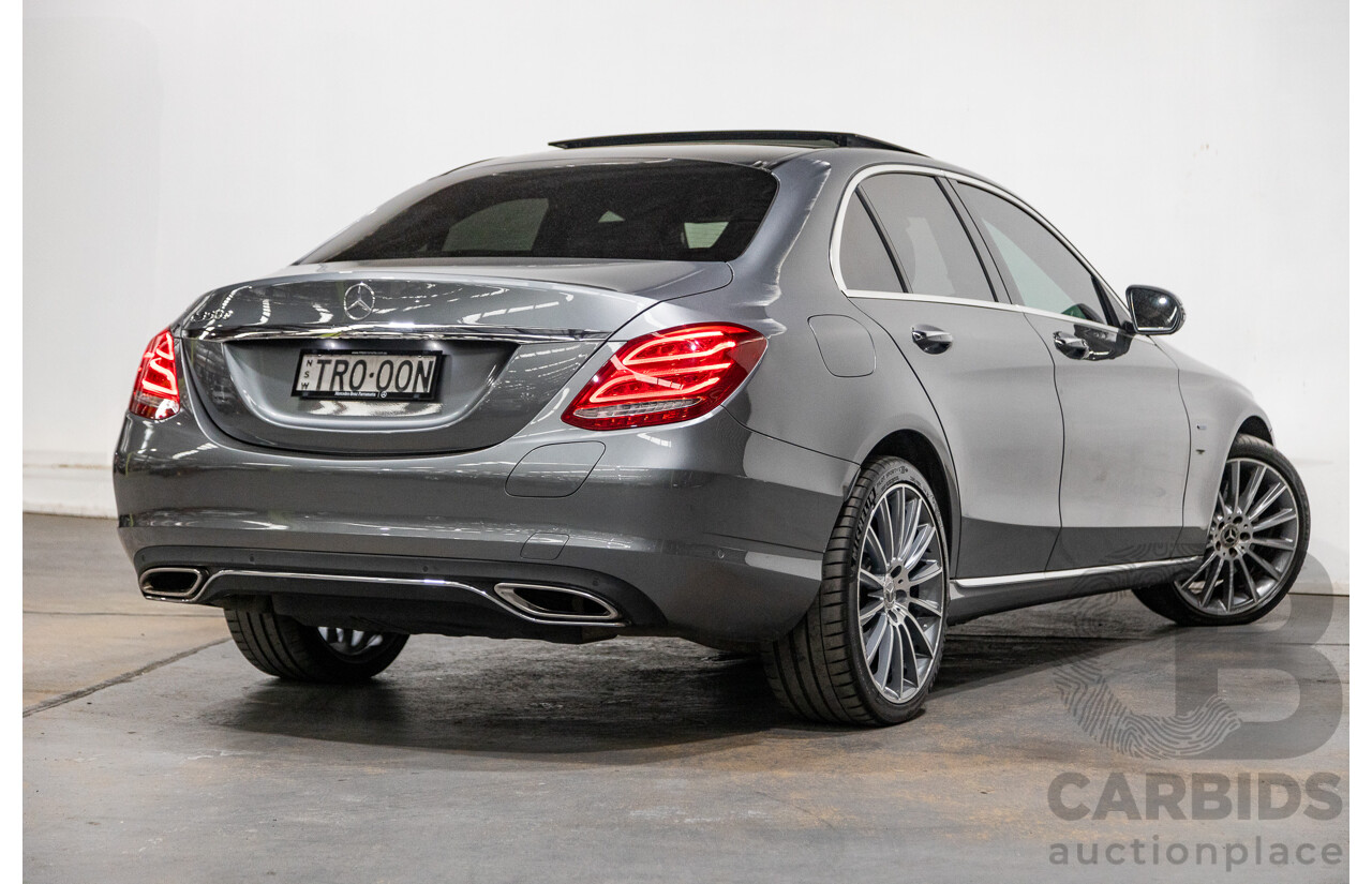 07/2017 Mercedes Benz C350e W205 MY18 4d Sedan Selenite Grey Metallic Turbo 2.0L / 60kw Hybrid