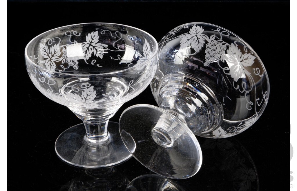 Set Five Vintage English Stuart Crystal Coupes