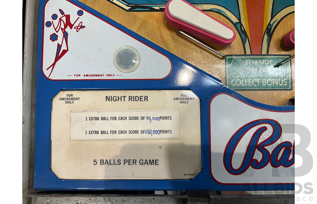 Night Rider by Bally Pinball Machine