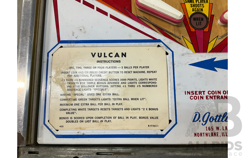 Vulcan by Gottlieb's Pinball Machine