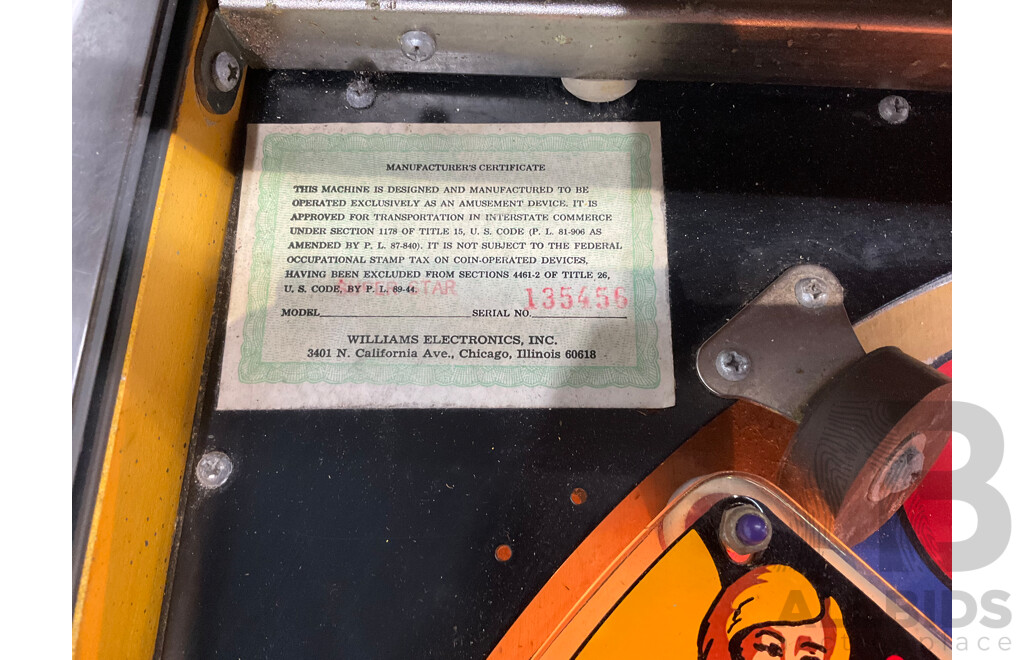 Super Star by Williams Pinball Machine
