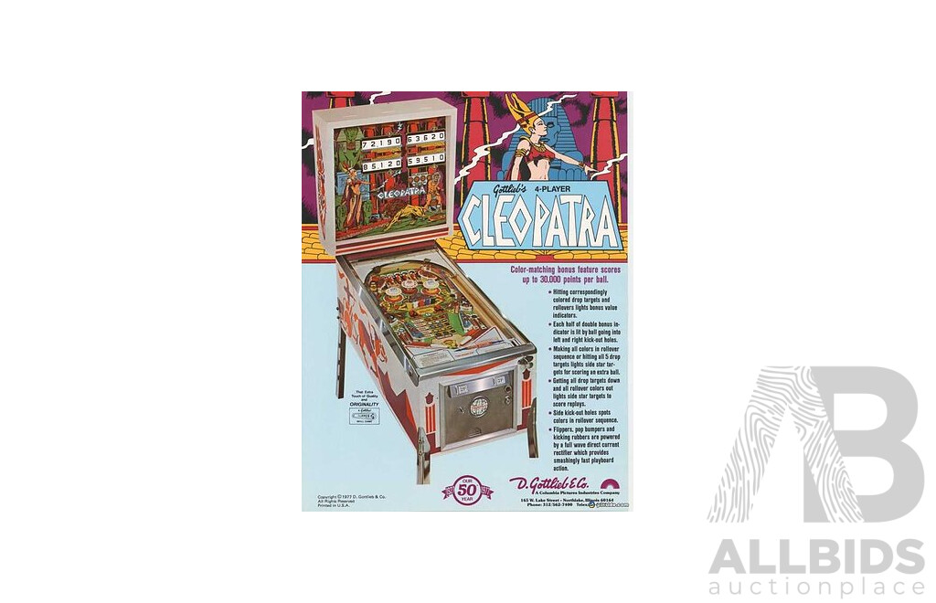 Cleopatra by Gottlieb's Pinball Machine