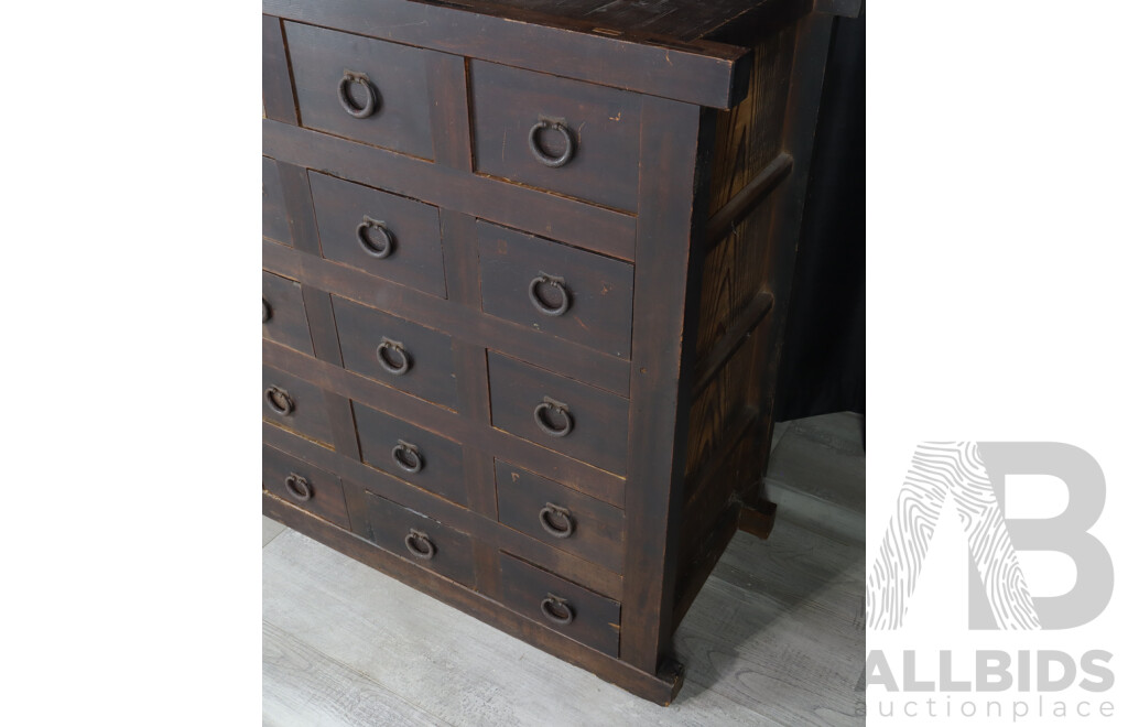 Vintage Japanese Elm Tansu Chest of Drawers