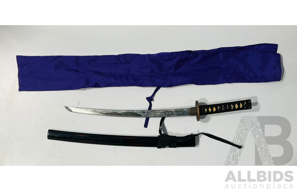 Reproduction Wakizishi Practice Sword in Sheath in Cloth Sleeve