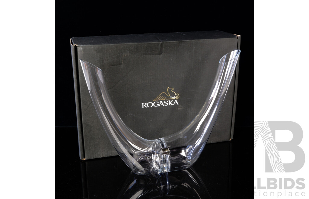 Retro Rogaska Dual Compartment Bull Horn Style Decanter in Original Box