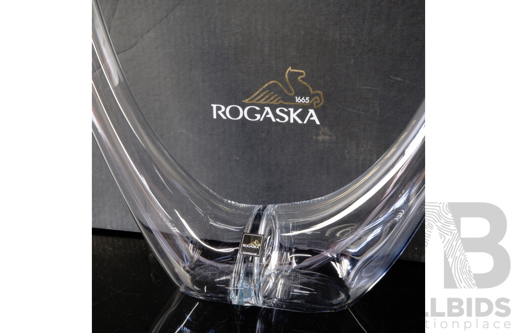 Retro Rogaska Dual Compartment Bull Horn Style Decanter in Original Box