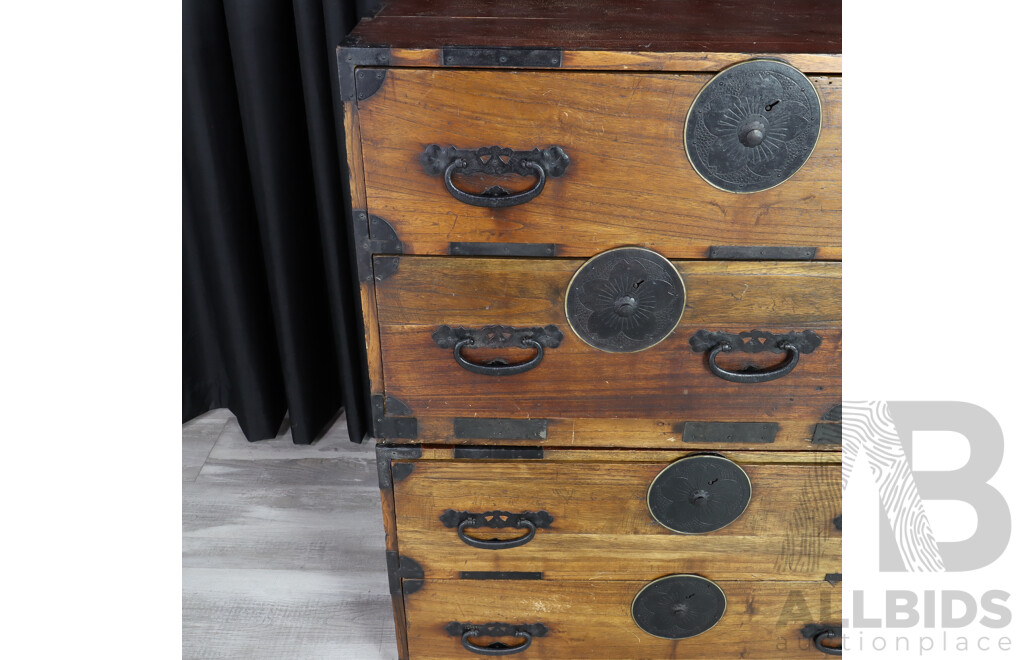 Vintage Japanese Two Piece Tansu Chest