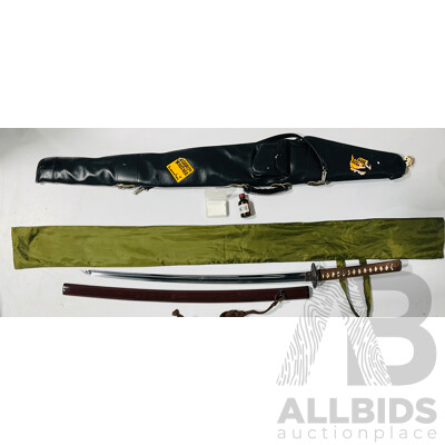 Reproduction Japanese Style Katana Practice Sword in Sheath in Carry Soft Case