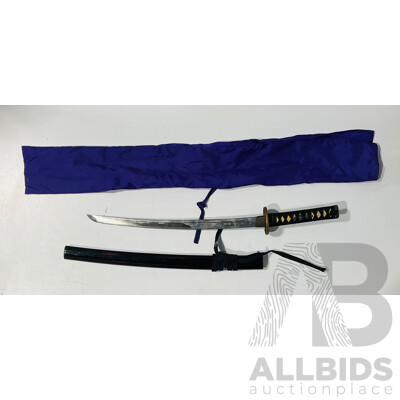 Reproduction Wakizishi Practice Sword in Sheath in Cloth Sleeve