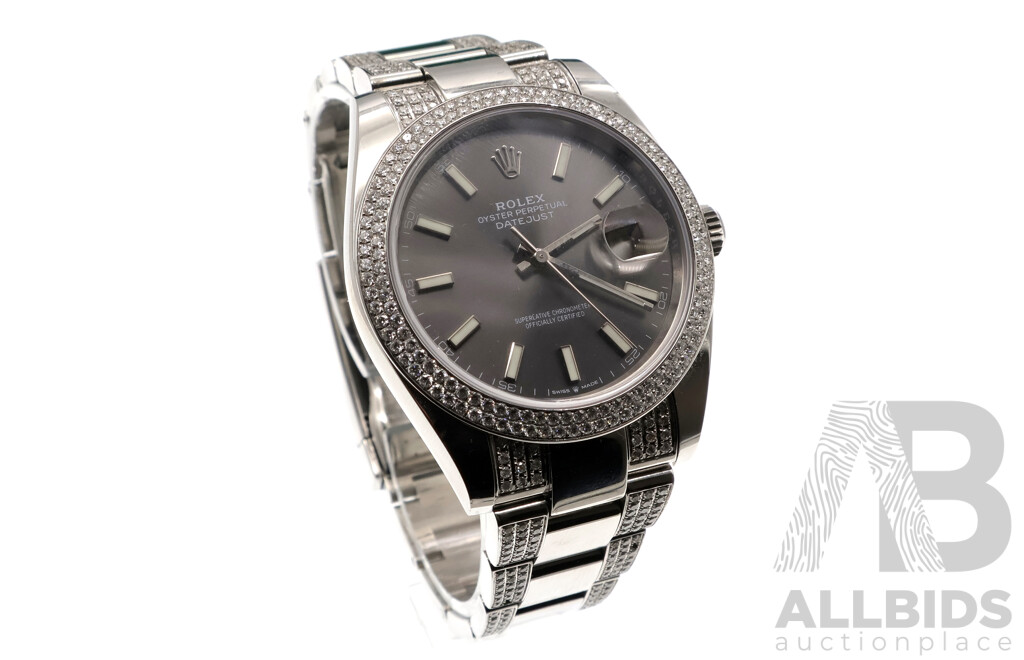 Rolex Datejust 41mm Silver and Diamond Bezel and Bracelet