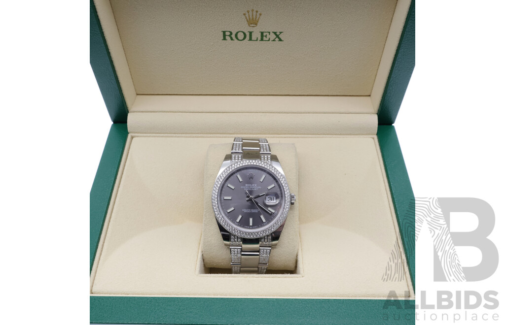 Rolex Datejust 41mm Silver and Diamond Bezel and Bracelet