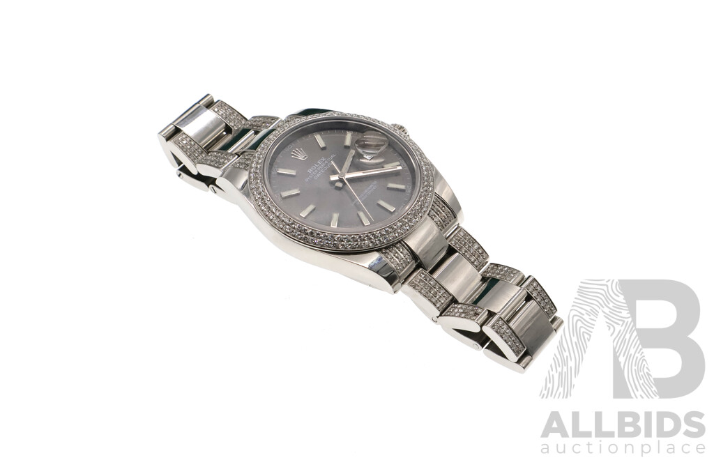 Rolex Datejust 41mm Silver and Diamond Bezel and Bracelet