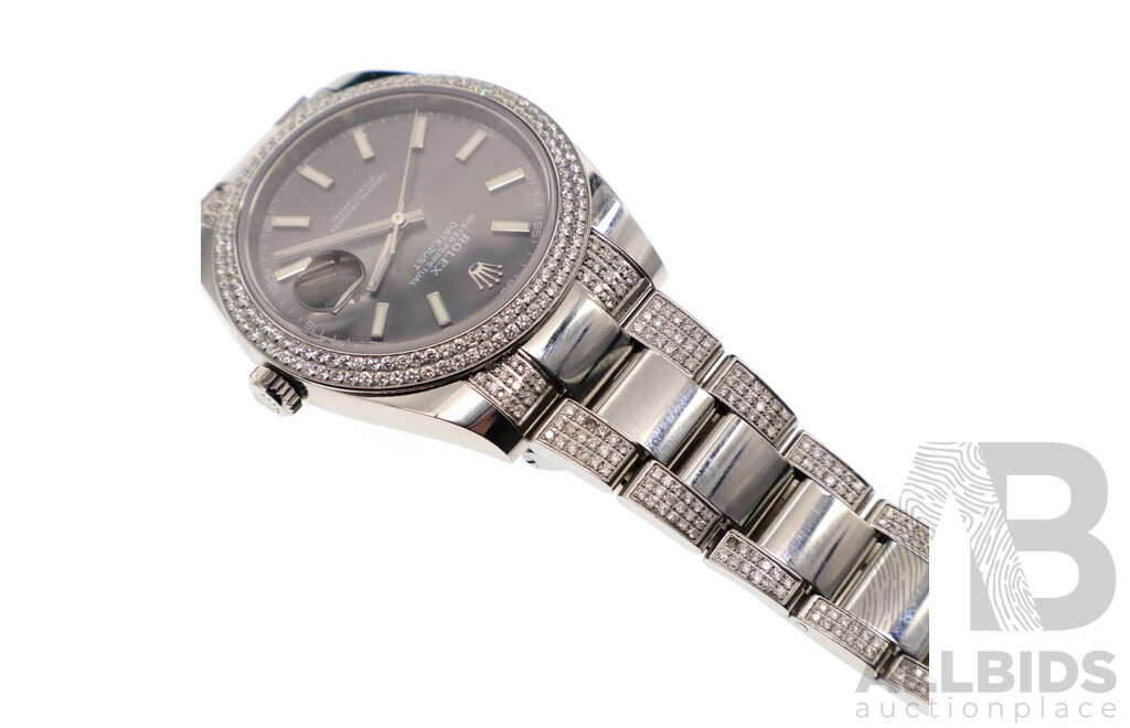 Rolex Datejust 41mm Silver and Diamond Bezel and Bracelet