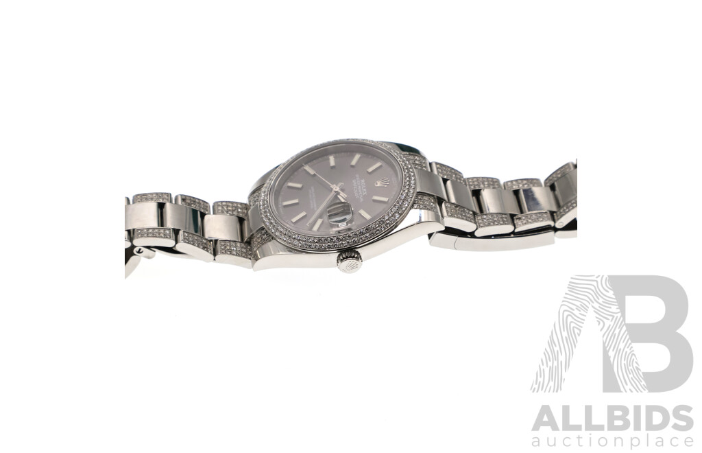 Rolex Datejust 41mm Silver and Diamond Bezel and Bracelet