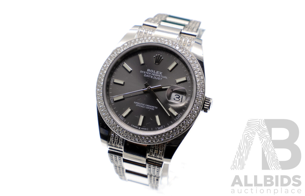 Rolex Datejust 41mm Silver and Diamond Bezel and Bracelet