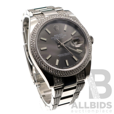 Rolex Datejust 41mm Silver and Diamond Bezel and Bracelet