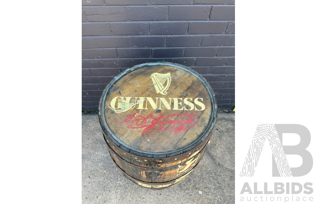 Vintage Timber Wine BarrellMarked Guiness