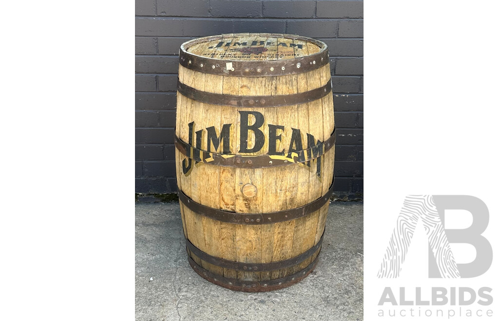 Vintage Timber Wine Barrell Marked Jim Beam