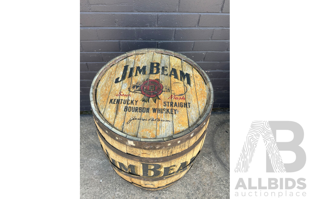 Vintage Timber Wine Barrell Marked Jim Beam