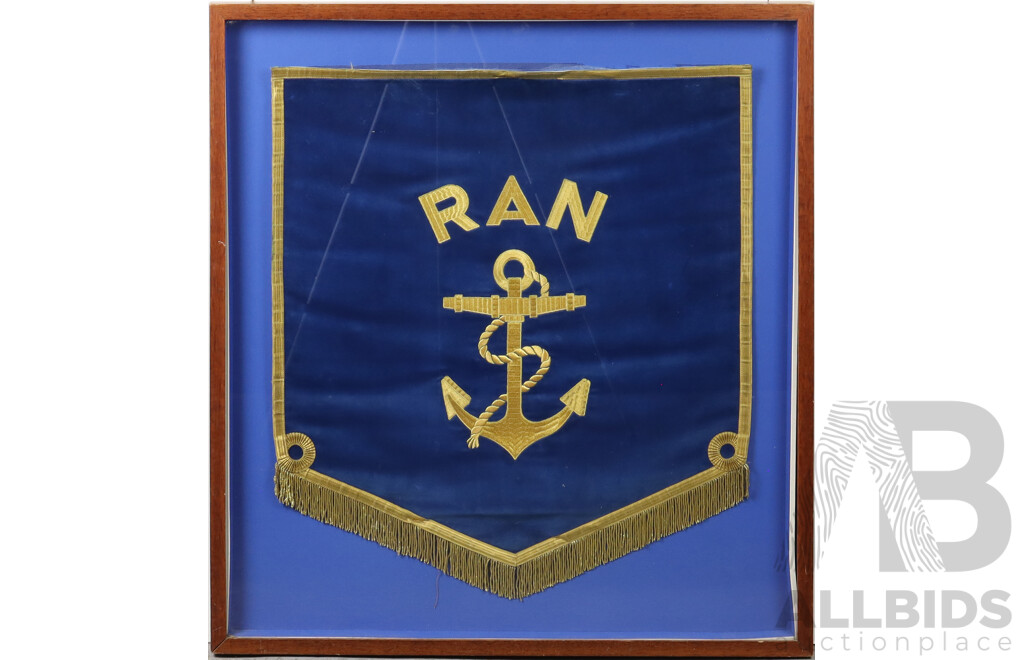 Vintage Royal Australian Navy Embroidered Banner