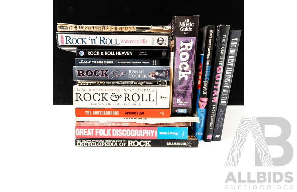 Collection 16 Books Relating to Rock N Roll, Guitars, Fender, Marshall, Discography and Much More