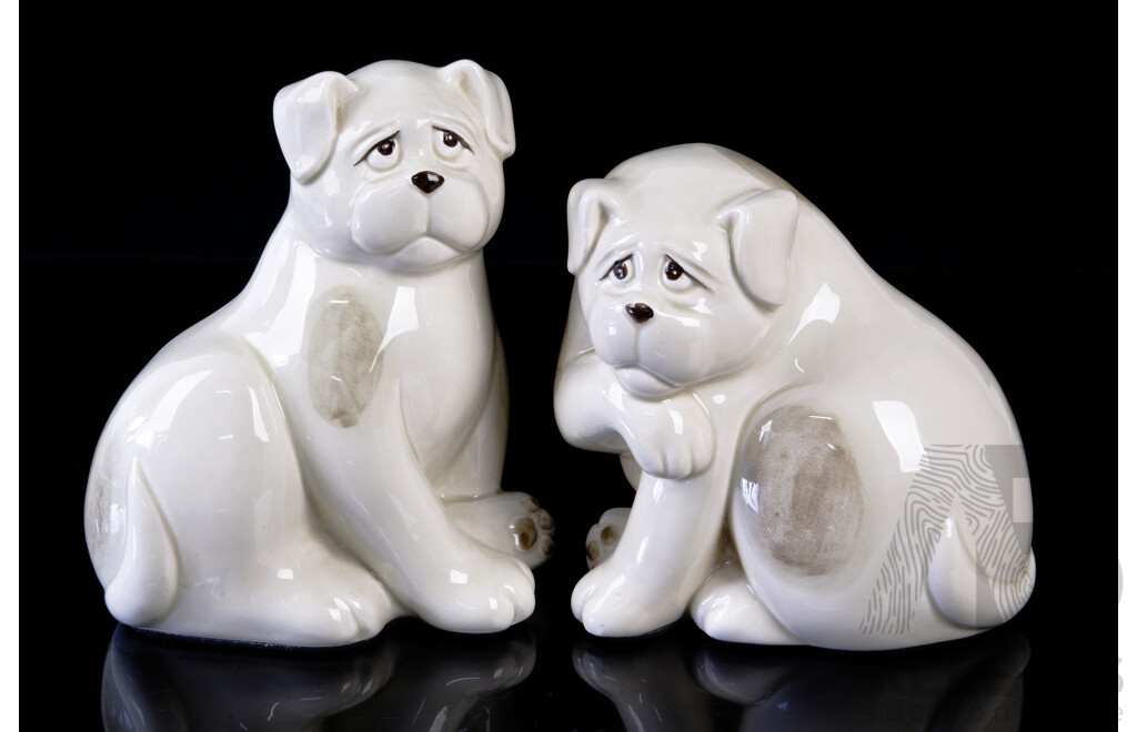 Pair Retro Japanese Fritz & Floyd Ceramic Bulldog Themed Book Ends