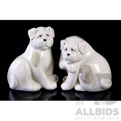 Pair Retro Japanese Fritz & Floyd Ceramic Bulldog Themed Book Ends