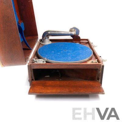 Vintage Portable Gramophone in Wooden Case