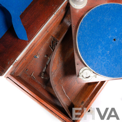 Vintage Portable Gramophone in Wooden Case