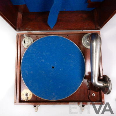 Vintage Portable Gramophone in Wooden Case