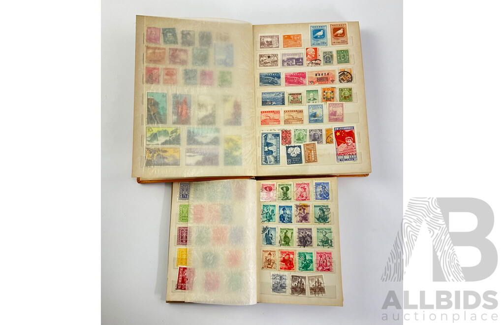 Two Albums of International Antique and Vintage Stamps Including Austria, Belgium, Barbados, British Guiana, Egypt, Fiji, Czechoslovakia, France, Germany and More