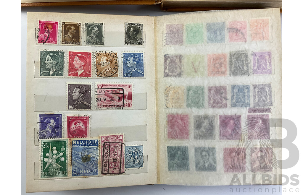 Two Albums of International Antique and Vintage Stamps Including Austria, Belgium, Barbados, British Guiana, Egypt, Fiji, Czechoslovakia, France, Germany and More