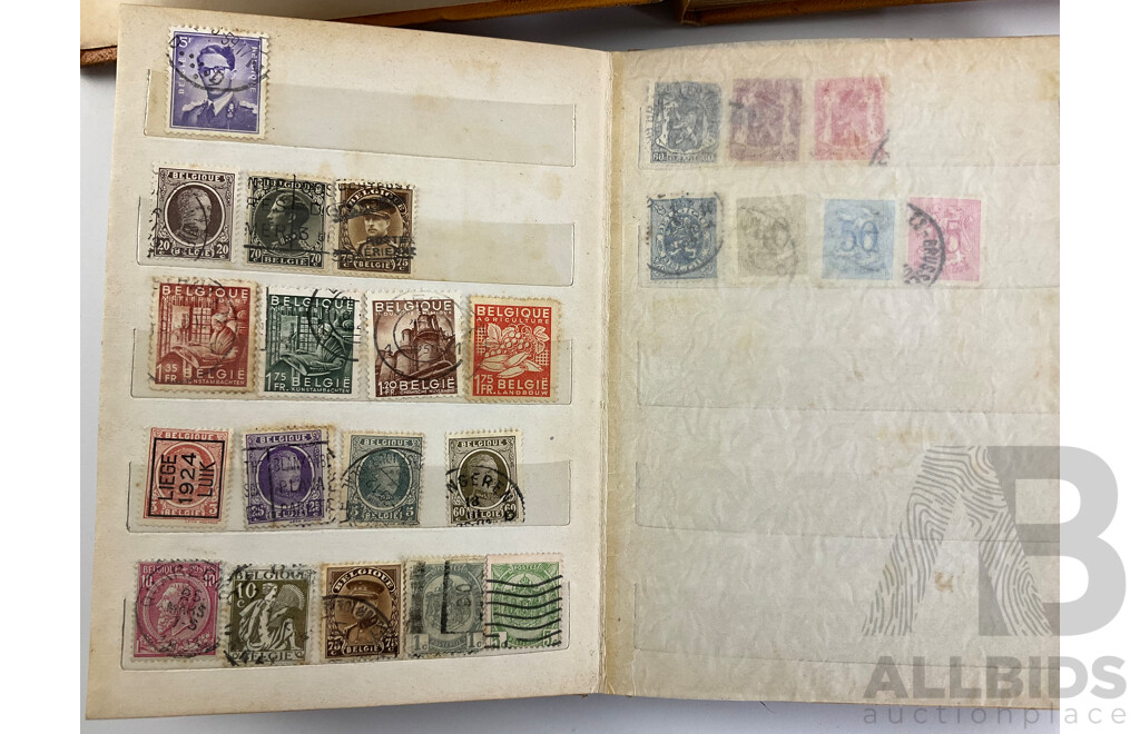 Two Albums of International Antique and Vintage Stamps Including Austria, Belgium, Barbados, British Guiana, Egypt, Fiji, Czechoslovakia, France, Germany and More