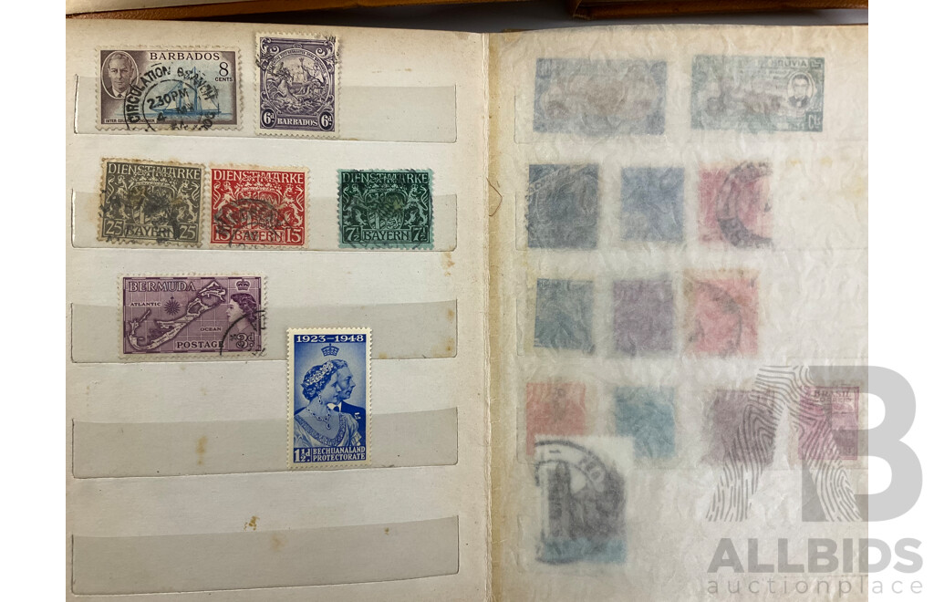 Two Albums of International Antique and Vintage Stamps Including Austria, Belgium, Barbados, British Guiana, Egypt, Fiji, Czechoslovakia, France, Germany and More