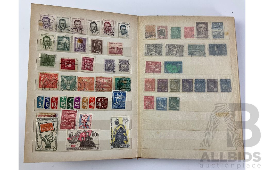 Two Albums of International Antique and Vintage Stamps Including Austria, Belgium, Barbados, British Guiana, Egypt, Fiji, Czechoslovakia, France, Germany and More