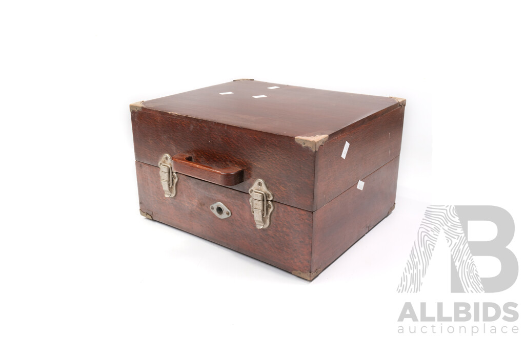 Vintage Portable Gramophone in Wooden Case