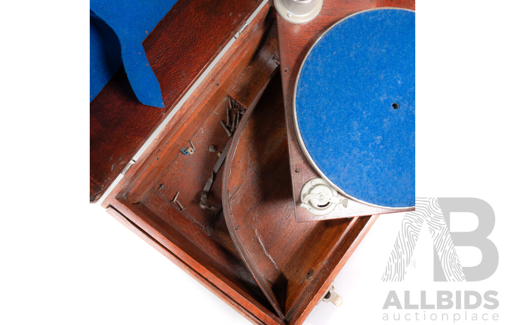 Vintage Portable Gramophone in Wooden Case