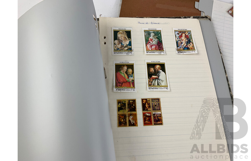 Collection of International Antique/Vintage Stamps Including ETA Postage Stamps of the World , Thailand, Turkey, Cayman Islands, New Zealand, USA, USSR, China, Belize, Australia, Japan and More