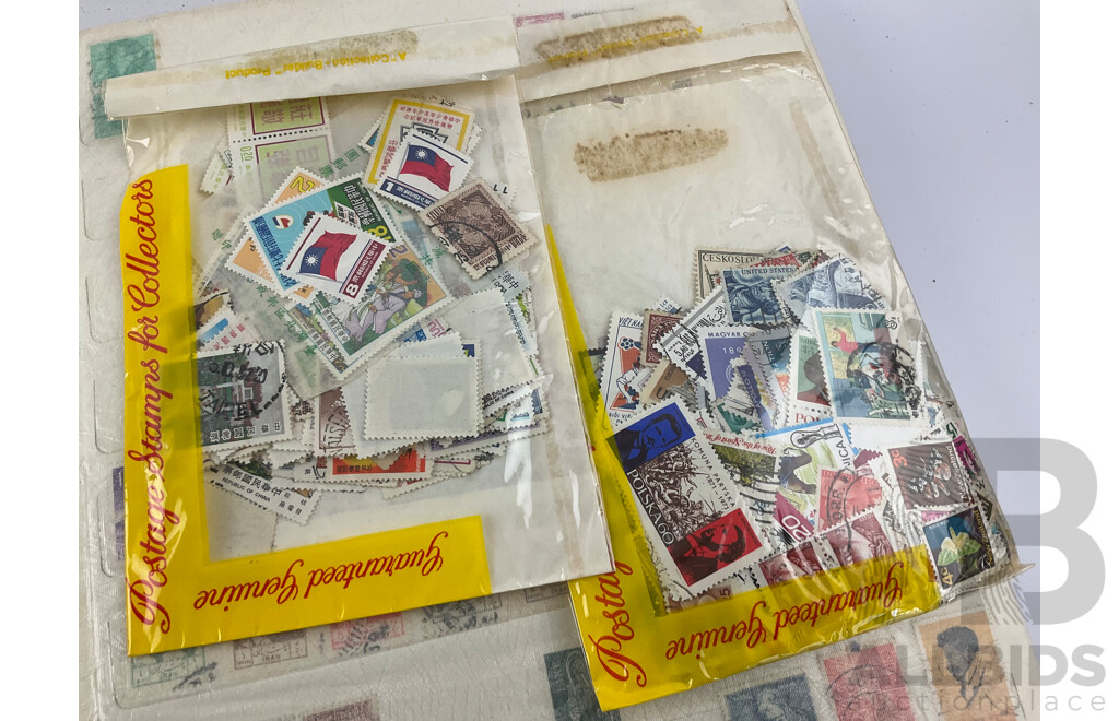 Collection of Vintage International Stamps Including Republic of China 1985 Album, First Day Covers and 1983 PNC, Isreal, Poland, Japan, Jamaica, New Zealand and More