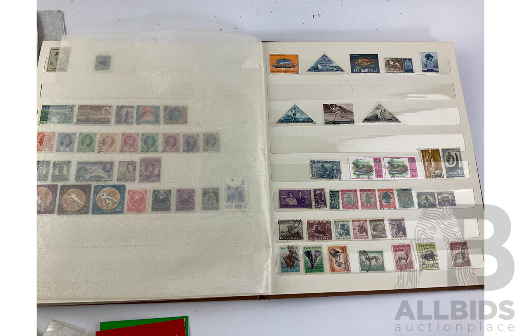 Collection of Vintage International Stamps Including Republic of China 1985 Album, First Day Covers and 1983 PNC, Isreal, Poland, Japan, Jamaica, New Zealand and More