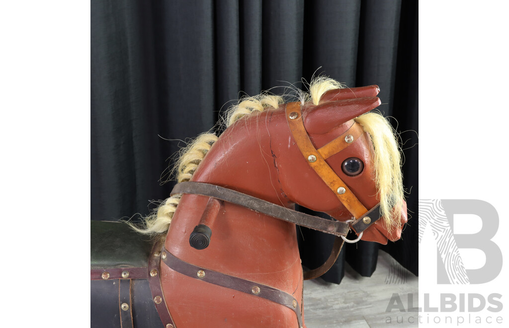 Vintage Painted Timber Rocking Horse