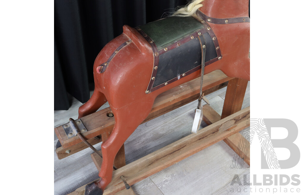 Vintage Painted Timber Rocking Horse