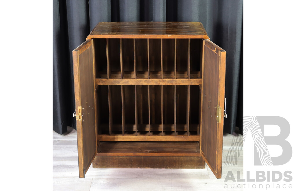 Good Art Deco Record Cabinet with Metal Musical Note Handles