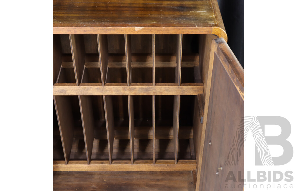 Good Art Deco Record Cabinet with Metal Musical Note Handles